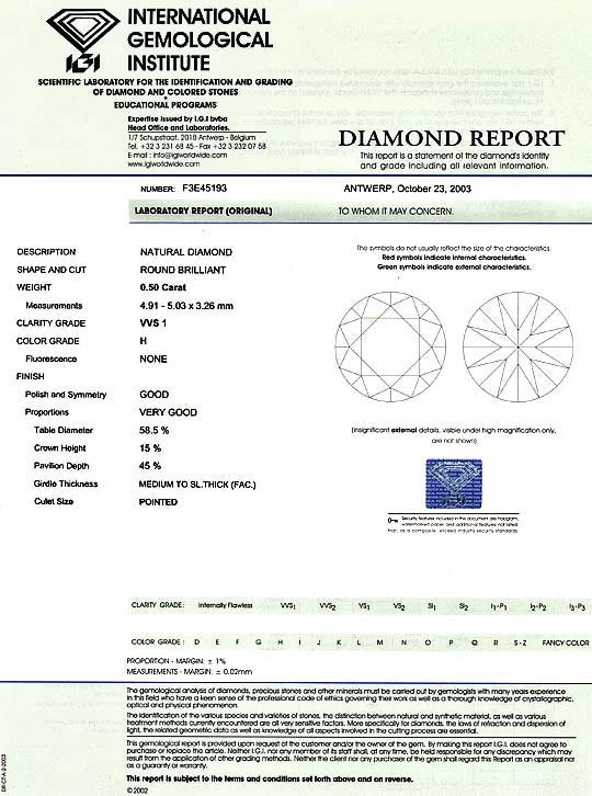 Foto 9 - Diamant 0,50 Carat Brillant IGI Wesselton Weiss H VVS1, D6000
